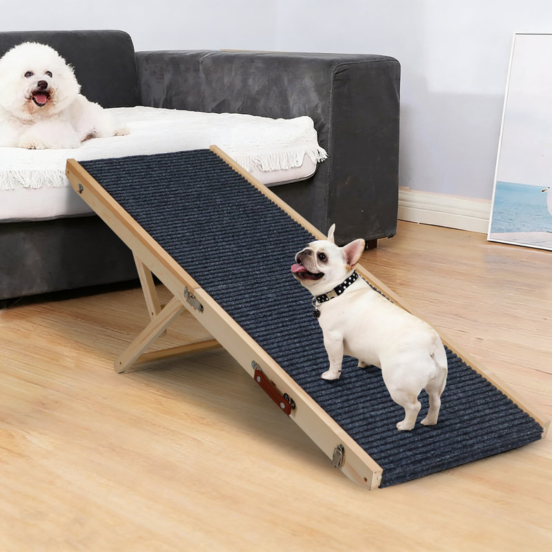 Rampe réglable et pliante pour animaux en bois, H 2,2 po x l 39,4 po x P 16,1 po