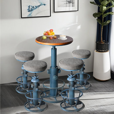 Vintage Bar Table Set For Home Kitchen Industrial Height Adjustable Pub Table With Chairs Farmhouse Fire Hydrant Design Bistro Table With Stools