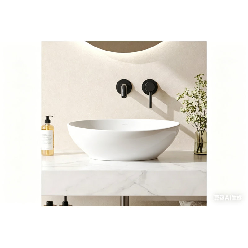 DeerValley Horizon 16" x 13'' Oval Vitreous China Vessel Bathroom Sink, White, 16" H x 13" W x 4.53" D