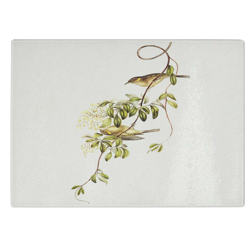 Glass Fuscous Honeyeater Birds by Elizabeth Gould Chopping Board, 39 cm W x 28.5 cm L
