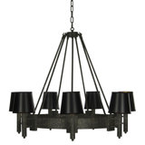 Hampton 7 - Light Shaded Wagon Wheel Chandelier
