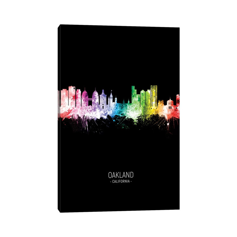 Oakland California Skyline Portrait Rainbow by Michael Tompsett - Wrapped Canvas Print, 66.04 cm H x 45.72 cm W x 3.175 cm D