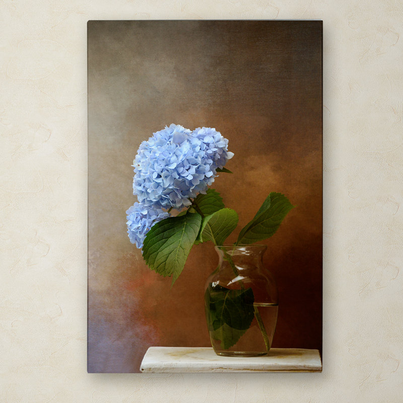 Blue Hydrangea in Vase Canvas Print, 37" x 49"