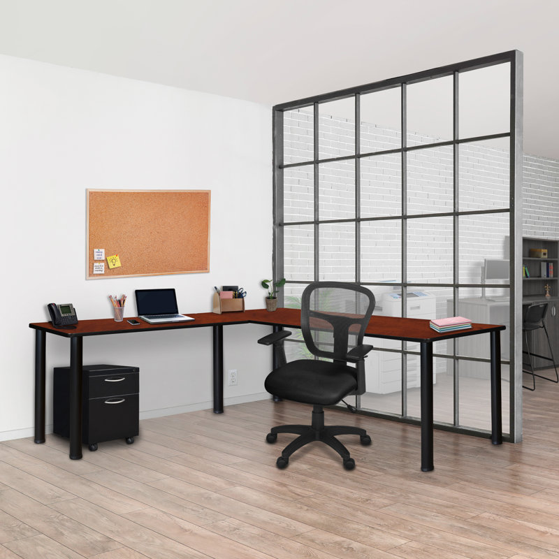 Plateau de bureau en L Kee, Cerisier/Noir