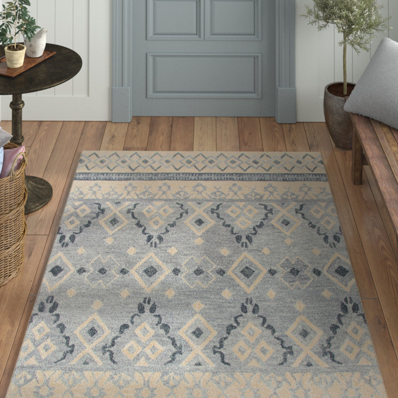 Eliger Hand Tufted Wool Southwestern Indoor Rug, Rectangle 9' x 12'