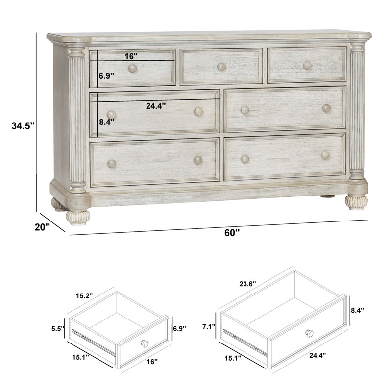 Brister 7 Drawer Dresser, White