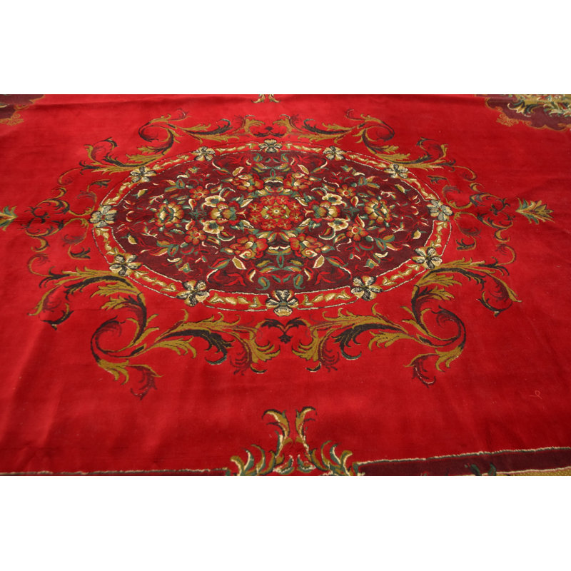 Tapis turc rétro Oushak rétro rouge vif idéal pour l'extérieur et l'achat en gros