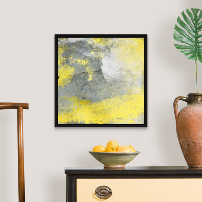 «Cosmic Yellow II» par Jace Gray - reproduction sur toile, H 22 po x l 22 po x P 1,75 po, Cadre noir
