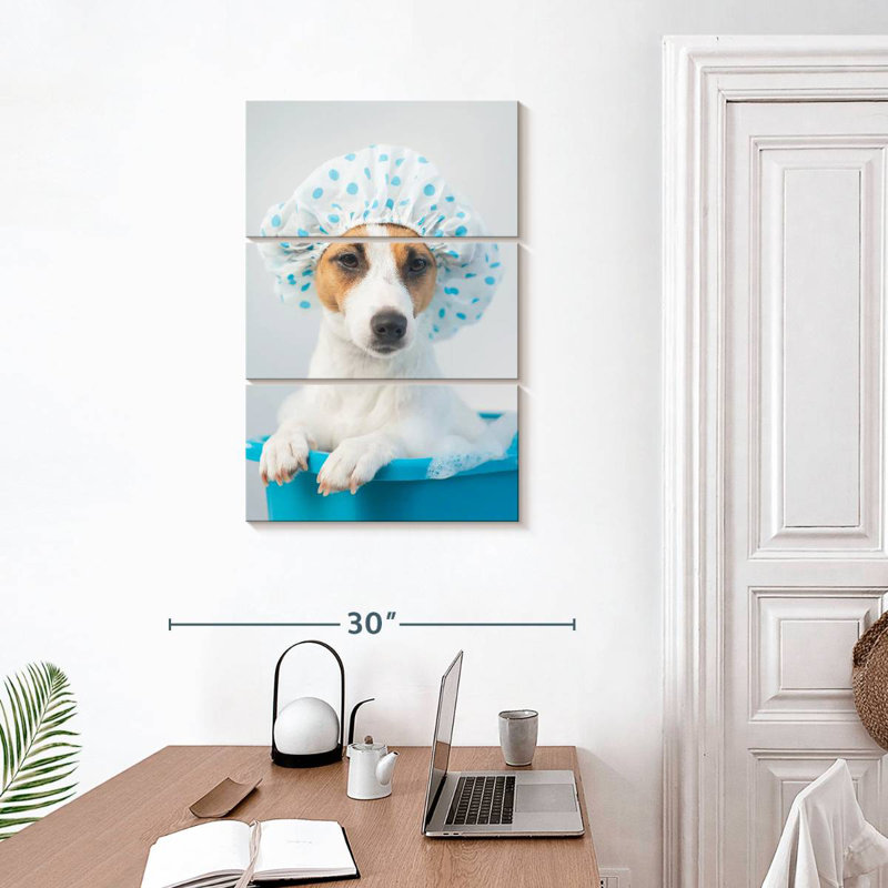 Ketti Terrier In Blue Bath, 32" H x 20" W