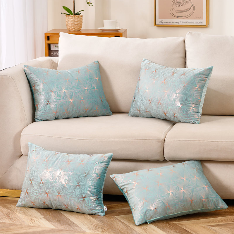 Jeté en velours, Polyester/ Bourre en polyester, Bleu