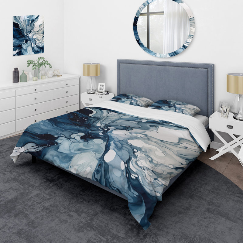 Blue Grey Ethereal Elixir I Microfiber / Polyester Duvet Cover SetMicrofiber / Polyester Duvet Cover Set