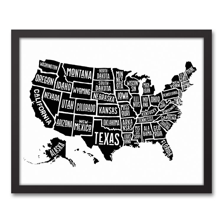 Wrought Studio Simple United States World Map Print & Reviews | Wayfair