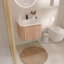Meuble-lavabo mural avec lavabo au design incurvé, finition en bois à texture ondulée, marbre de culture intégré intégré, meuble-lavabo flottant moderne pré-assemblé avec tiroir à fermeture en douceur-1700087599