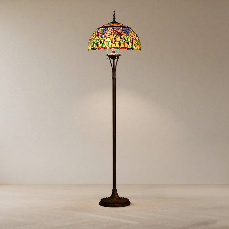 Vintage-Style Glass, Wrought Iron & Resin Floor Lamp