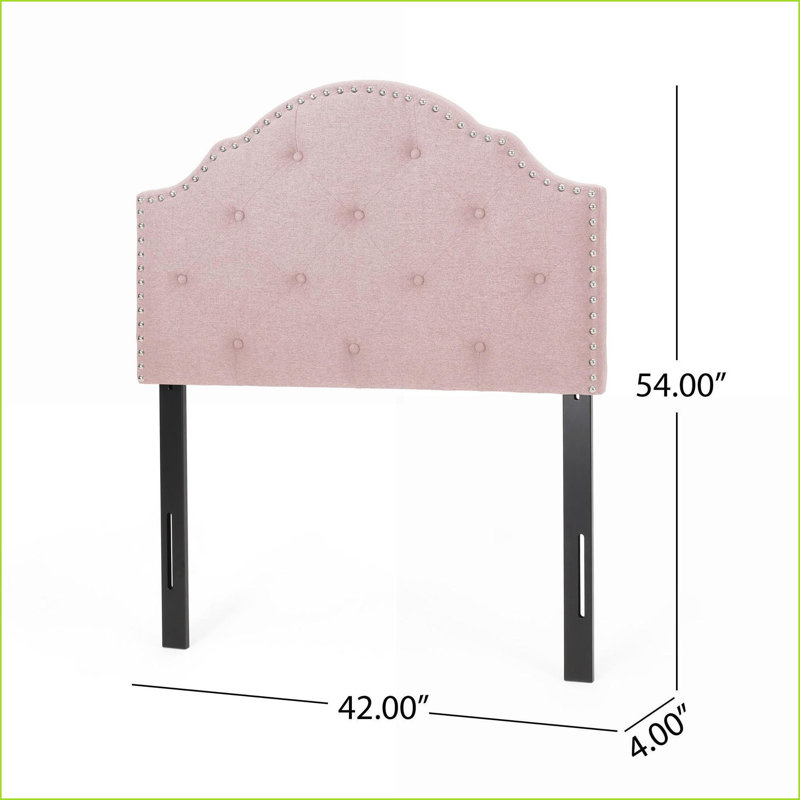 Twin Size Solid Wood Headboard with Adjustable Height, Button Tufted Upholstered &amp; Nailhead Trim