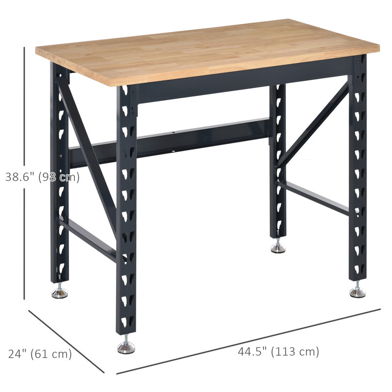 Établi à plan de travail en bois l 44,88 po Dossett