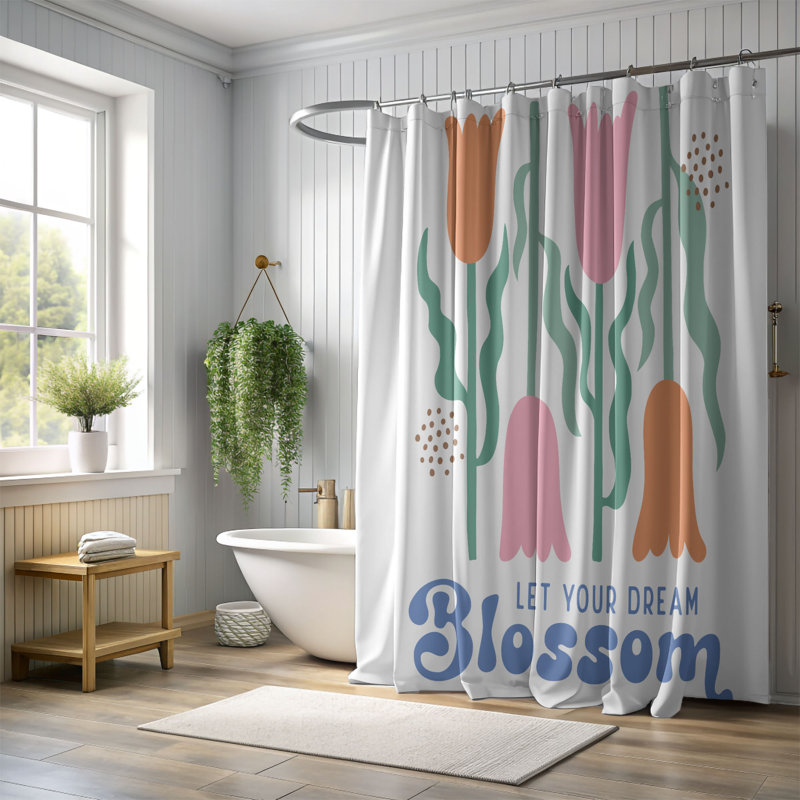 Rideau de douche standard 1 pièce Simple Flora, H 74 po x l 71 po