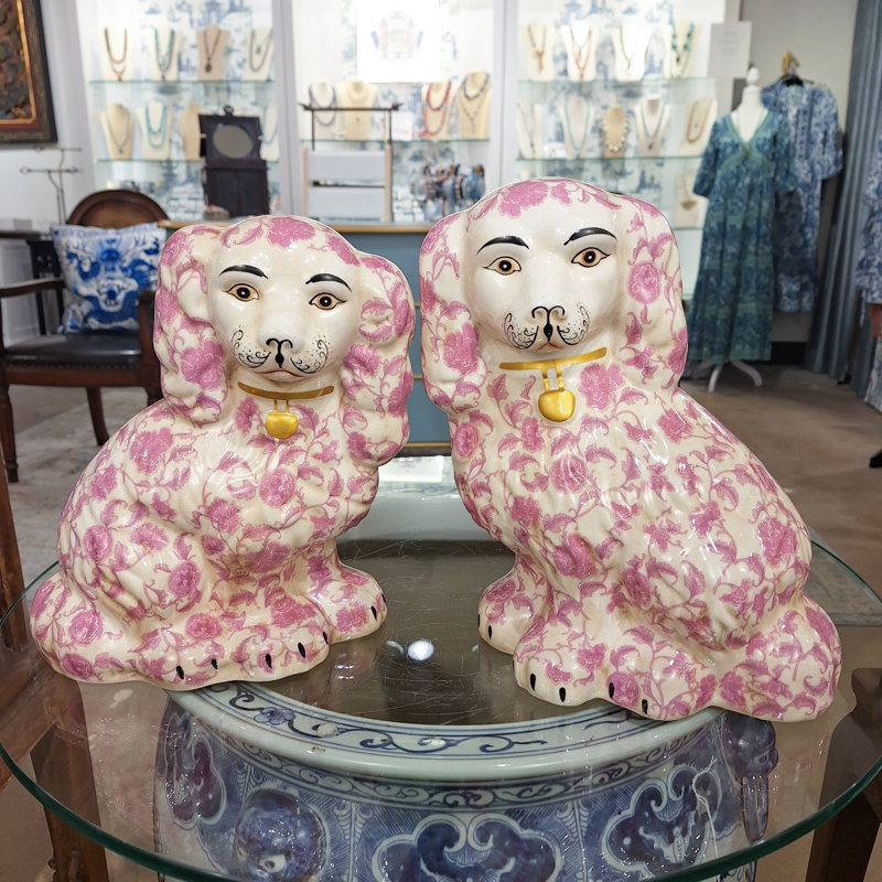 Porcelain Staffordshire Dog Figurines Pair