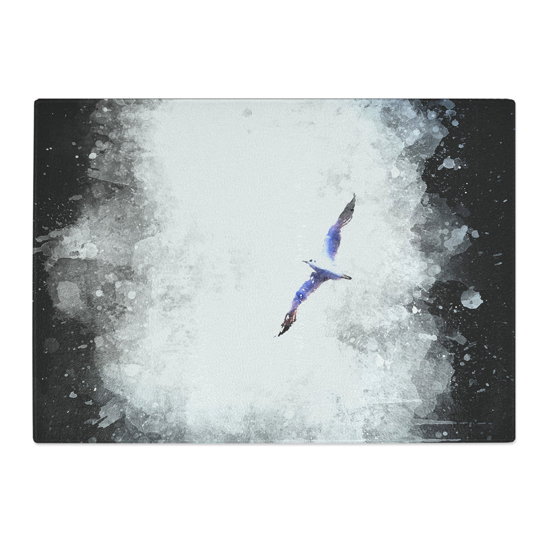 Tempered Glass Flying Seagull Abstract Chopping Board
