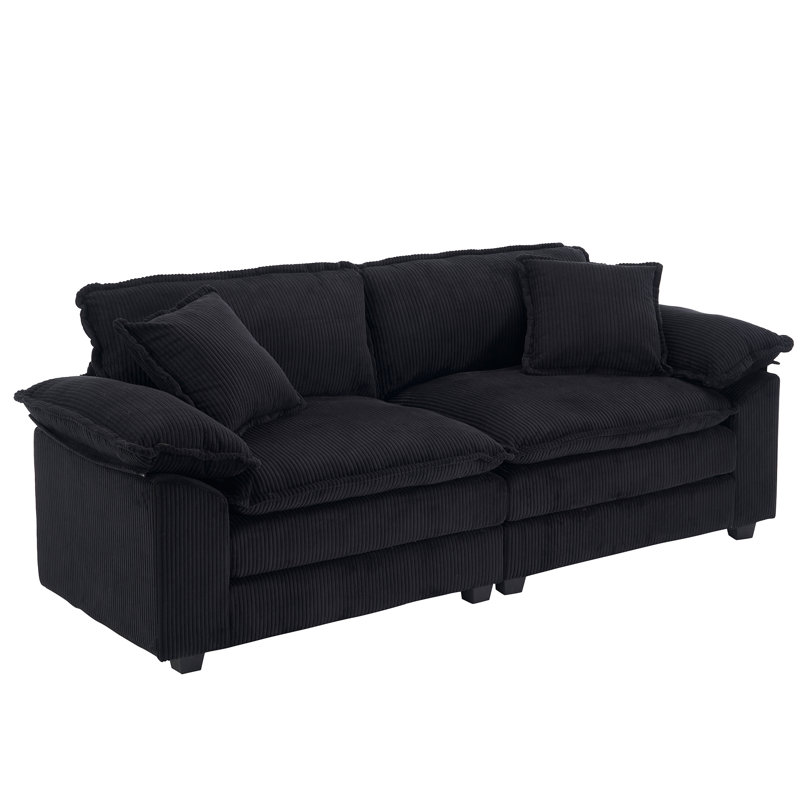 Oversized Loveseat Sectional Sofa Modern Deep Seat Reversible Chaises Couch With 2 Movable Ottomans And Pillows,