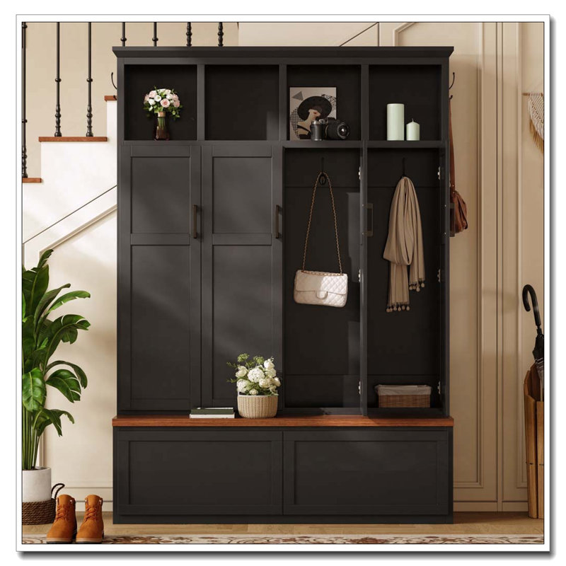 54.7 " Wide Hall Tree, Black