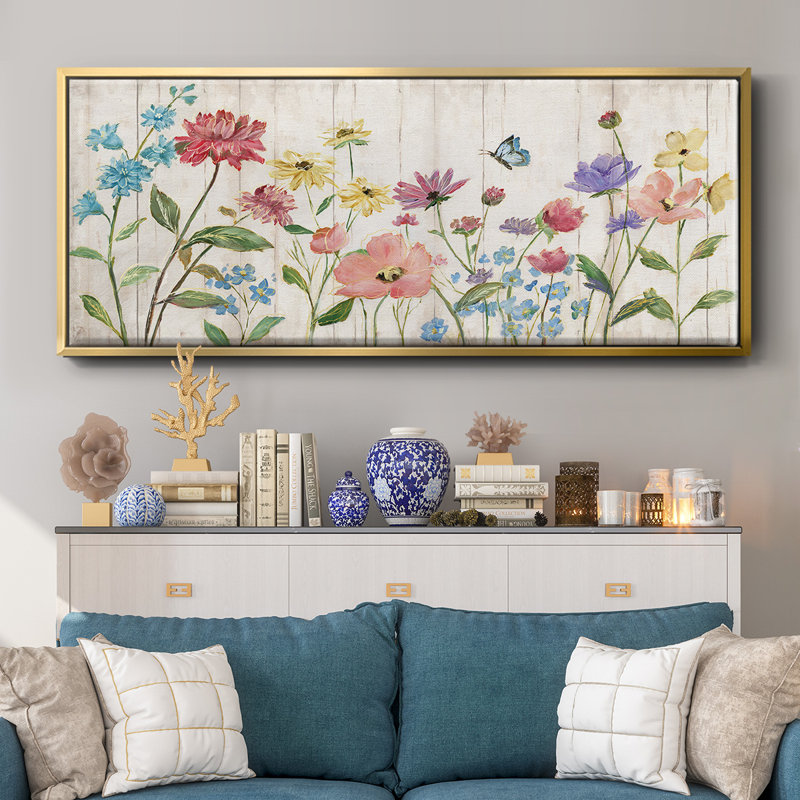 Fleurs sauvages sur toile encadrée, H 20 po x l 50 po