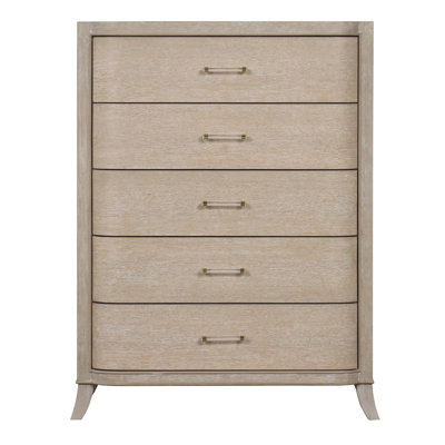 Meuble de chambre à coucher de style transitionnel 1 pièce avec tiroirs en queue d'aronde et poignées en acrylique, glissières à roulement à billes