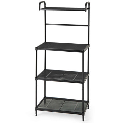 4-tier Baker's Rack Microwave Oven Rack Shelves Kitchen Storage Organizer Black