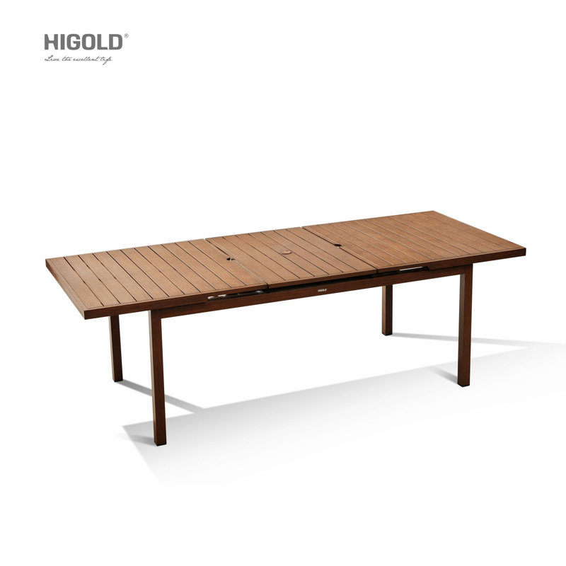 Higold - Heck 9 Pieces Patio Dining Sets, For Outdoor Dining Using, Grade A Teak, Black Aluminum Finished, Black&Brown