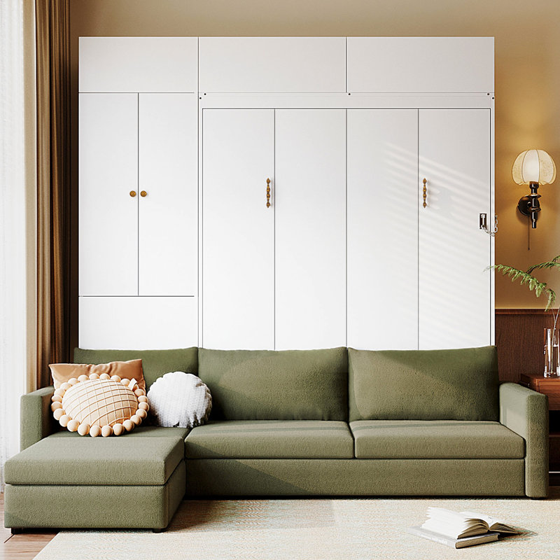Lit grand format avec tablettes, panneau blanc, peu encombrant et compact, idéal pour la vie, White