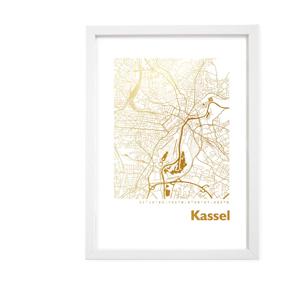 Gerahmtes Poster Kassel Card Map