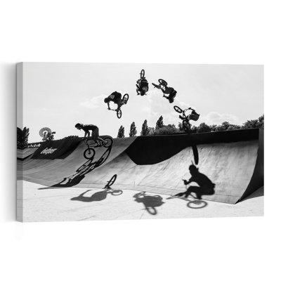 Bmx Freestyle Flip Contemporary Wall Art Print 1 Piece Wrapped Canvas Wall Art