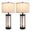 Louann 24" Black Metal Table Lamp Set With Night Light And USB Ports