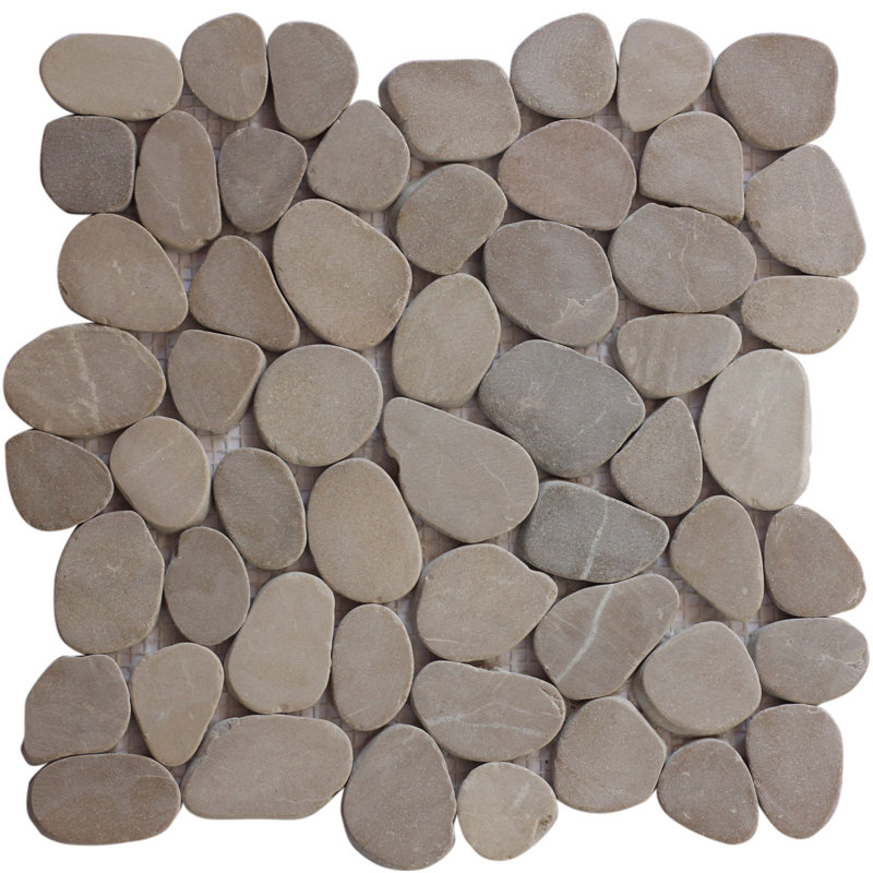 Tan Flat Pebble Mosaic 12" x 12"