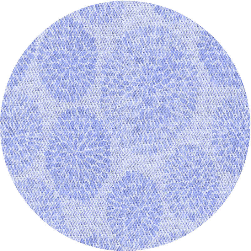 Tapis floral en laine bleu, Rond 3 pi