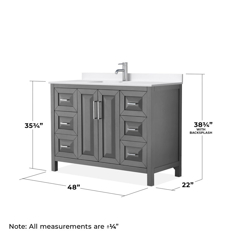 Daria 48'' W Vanity, Gray, Polished Chrome, White Quartz