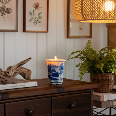 Bougie en céramique sauge et eucalyptus chinois - bleu (6 oz)