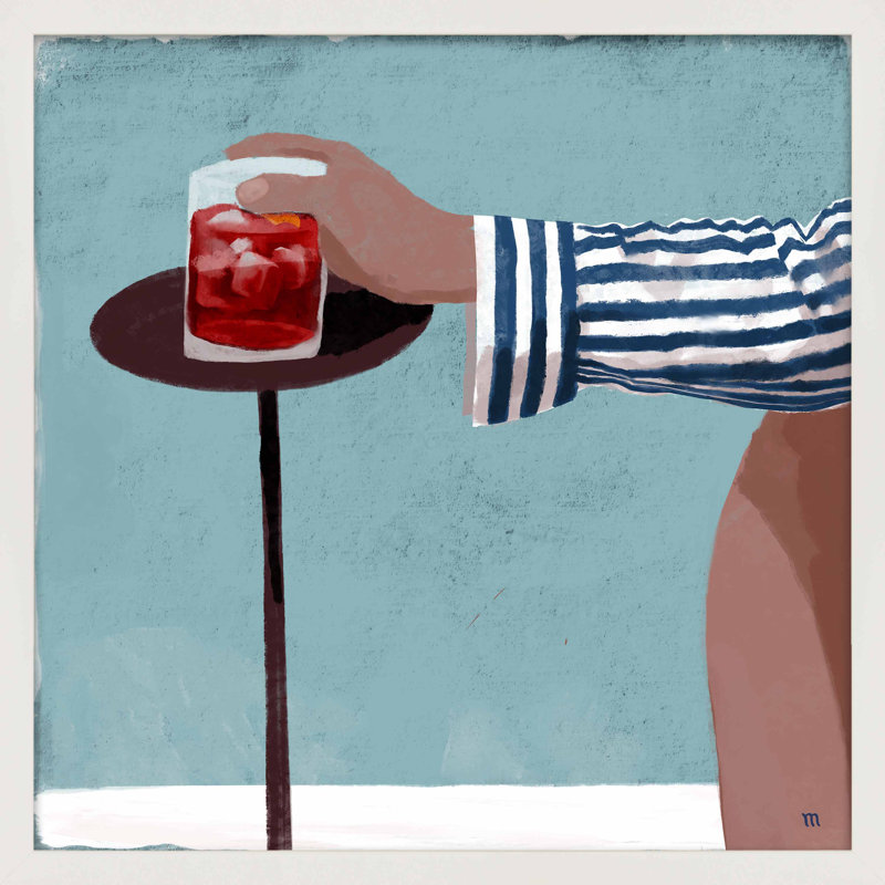 Aperitivo Print by Marco Marella For Studio M, White Paper Framed, 16" H x 16" W