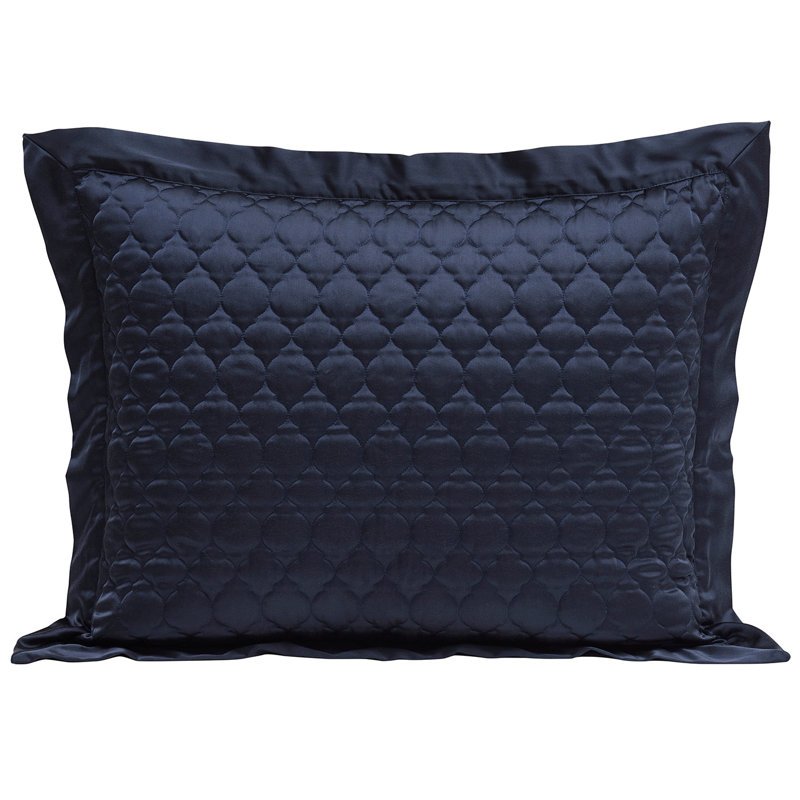 Ensemble de taies décoratives modernes à motif quadrilobe en satin à haute brillance, Très grand, Marine