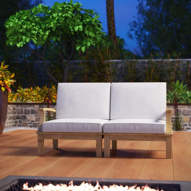 Ensemble de patio extérieur en teck 2 pièces Aleana