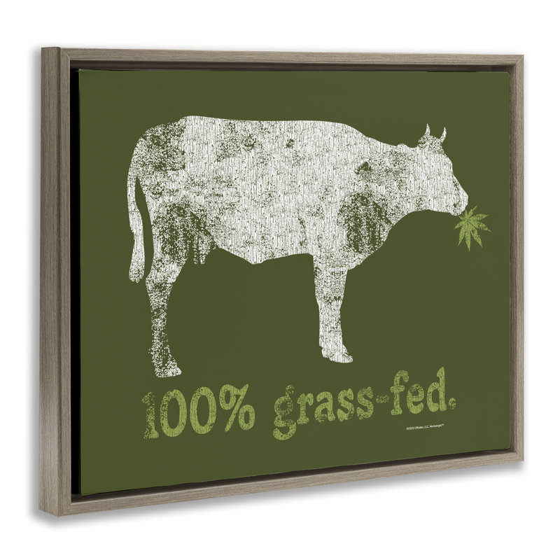 «Grass Fed Cow Floater», art mural sur toile, H 25 po x l 31 po, Cadre flottant orme Montalcino