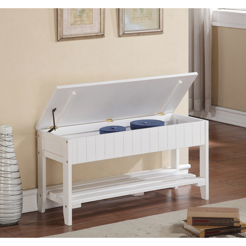 Banc à chaussures blanc en bois massif - Solution de rangement organisée