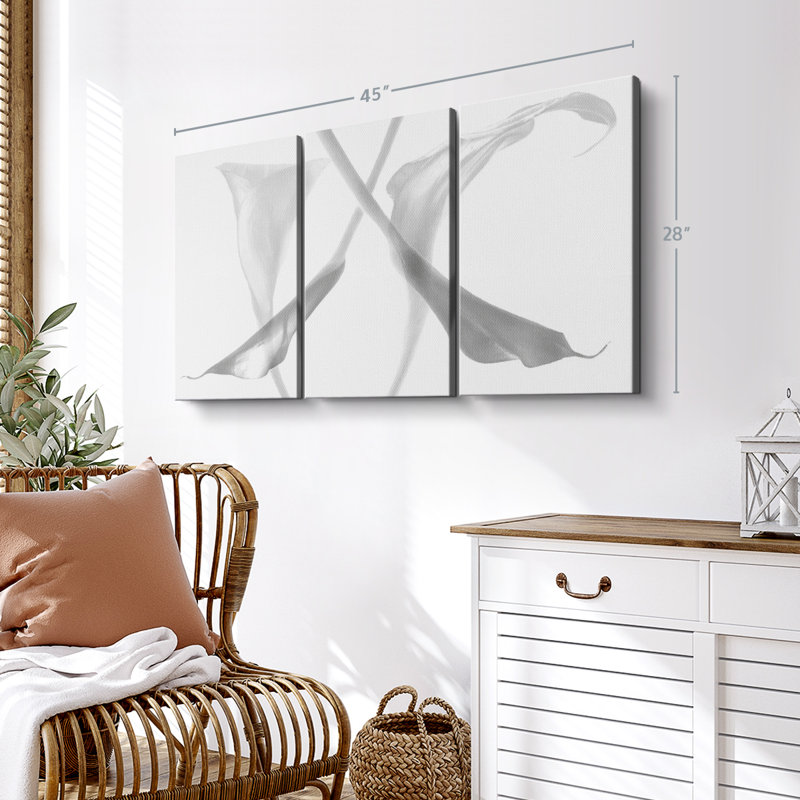 Nature "Reproduction sur toile de lys Calla diaphanes" sur, H 28 po x l 45 po x P 1,25 po