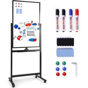 Tableau blanc mobile, tableau blanc réversible sur roulettes 40 x 24 po, noir