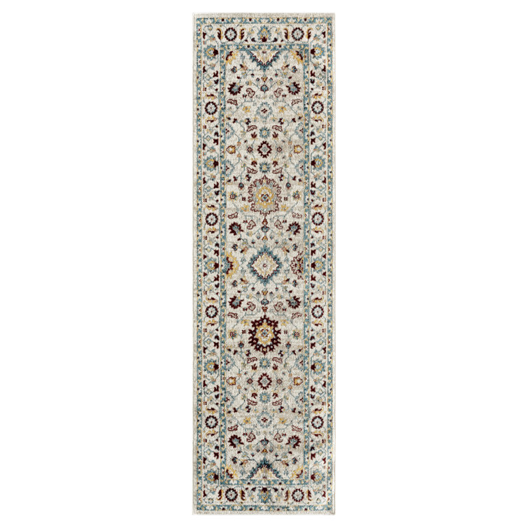 Perie Oriental Handwoven Machine Washable Area Rug in Burgundy/Navy Blue