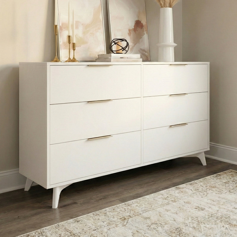 Commode 6 tiroirs Haven, Blanc