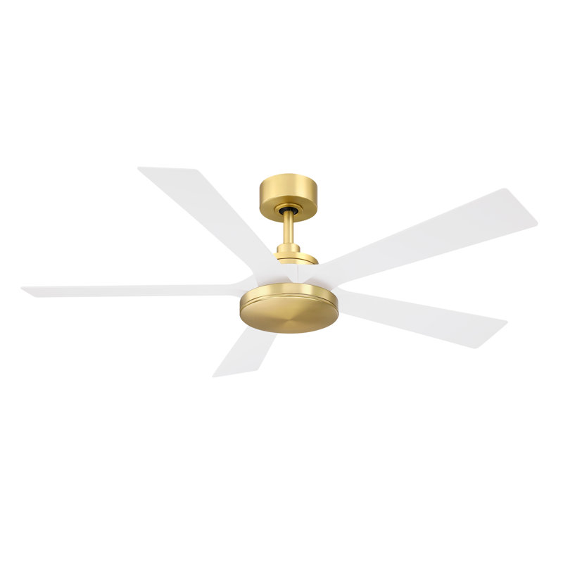 TorchAire 52 inch Indoor/Outdoor Ceiling Fan with LED CCT Select Light Kit - Brushed Satin Brass with Matte White blades