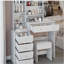 37" Middle Size Left Bedside Cabinet Vanity Table + Cushioned Stool, Extra Large Right sliding mirror, Multi Layer High Capacity Storage, Practical Fashionable Dresser, Suitable For Large Space-443787663