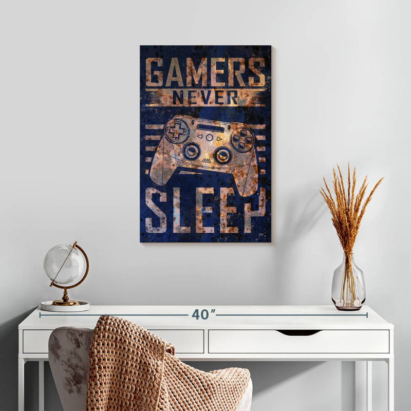 Senne Gamers Never Sleep Typography, 24" H x 16" W