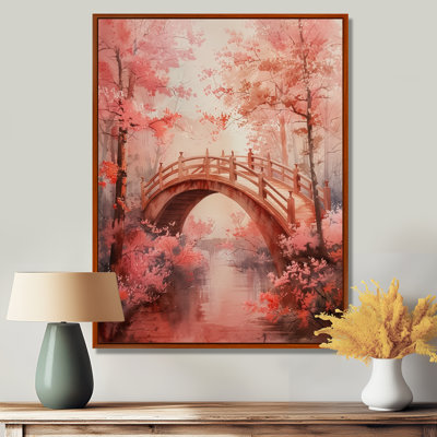 «Pink Brown Spring Bridge of Dreams Blooms IV», reproduction d'art mural